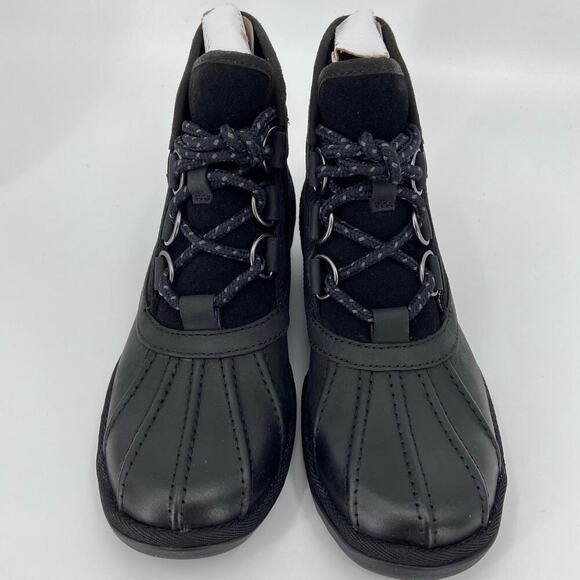 UGG Greda Duck Boots Leather Upper Wool Blend Waterproof Black Size 5.5M - Picture 6 of 12